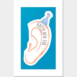 Happy New Ear - New Year's funny, joke, pun, gift Posters and Art